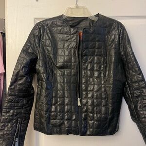 7 For All Mankind Black Quilted Leather Jacket size XS.